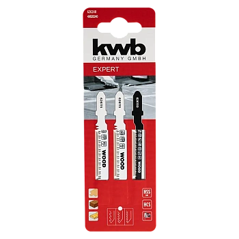 Пилка лобзиковая KWB, набор, HCS/HSS-BiM/HSS-BiM, по ламинату, шаг 1.4/1.7/1.7мм, 82мм, 3 шт 626240